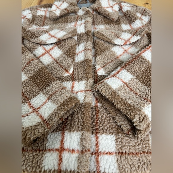 Women’s 7 For All Mankind Anthropologie Sherpa Tartan Plaid Trucker Jacket - Picture 3 of 9